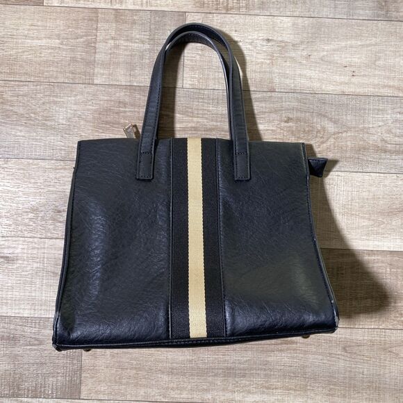 Moda Luxe Black Vegan Leather Large Handbag Tote Purse - Picture 1 of 10